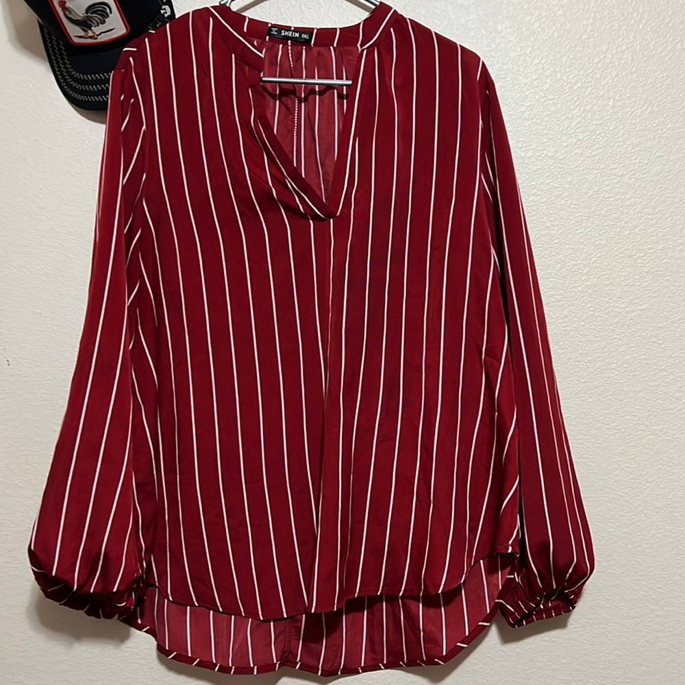 Cute SHEIN blouse size ox very comfortable stretchy material. Burgundy color
